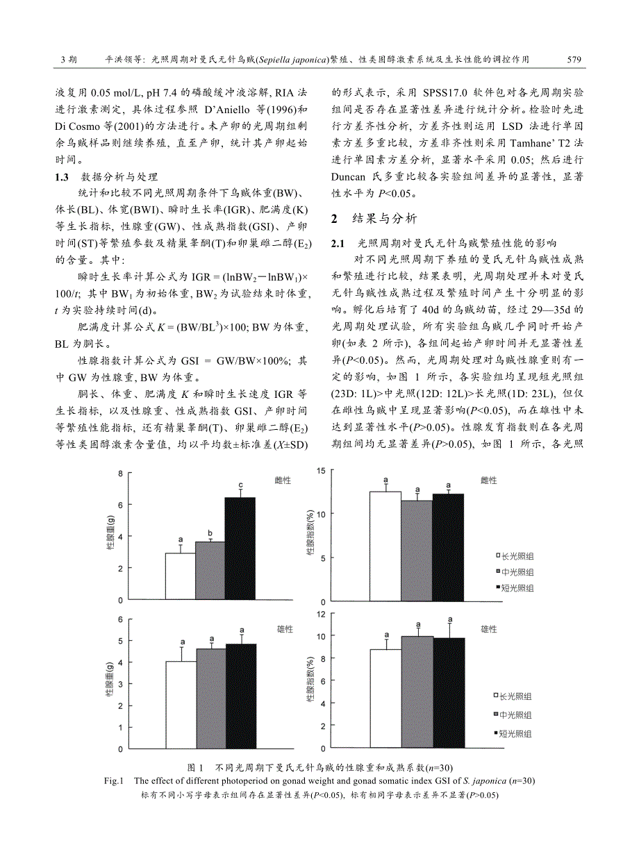 光照周期对曼氏无针乌贼（sepiellajaponica）繁殖、_第3页