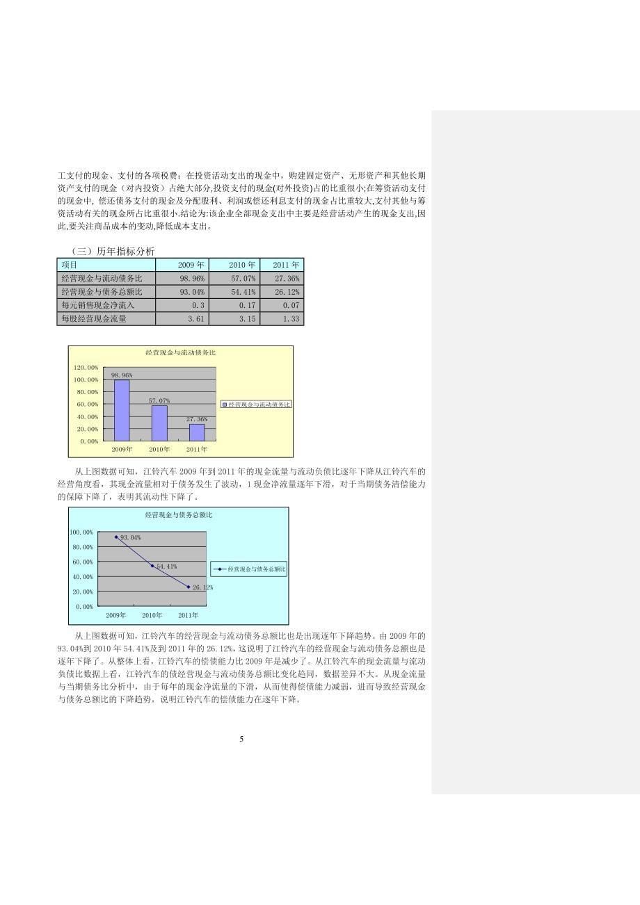 电大财务报表分析任务四江铃汽车综合能力分析报告_第5页