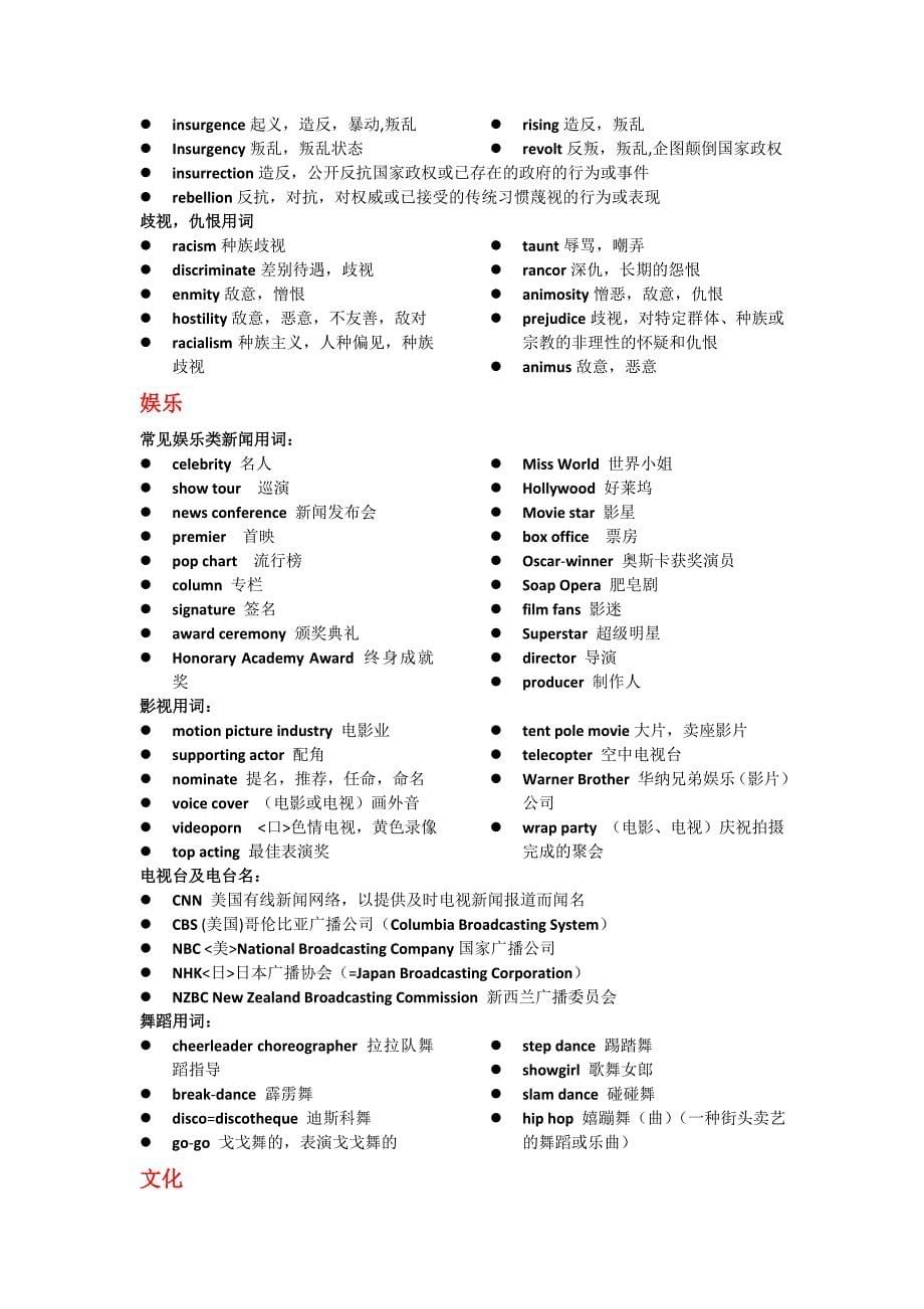 英语新闻常用词分类词汇表_第5页