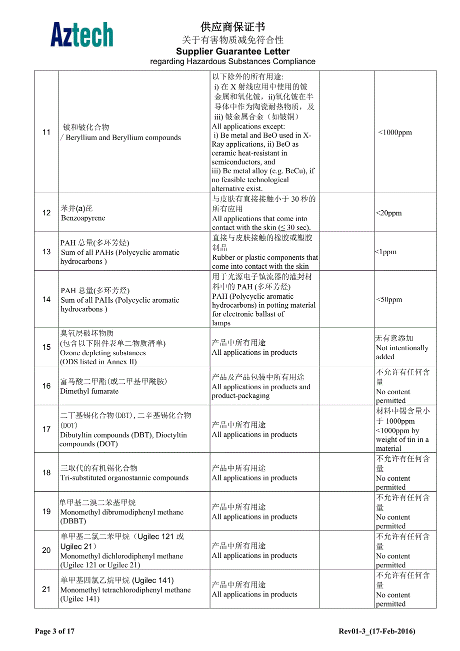 供货商保证书关于有害物质减免符合性的保证rev01-3_17-feb-2016_第4页