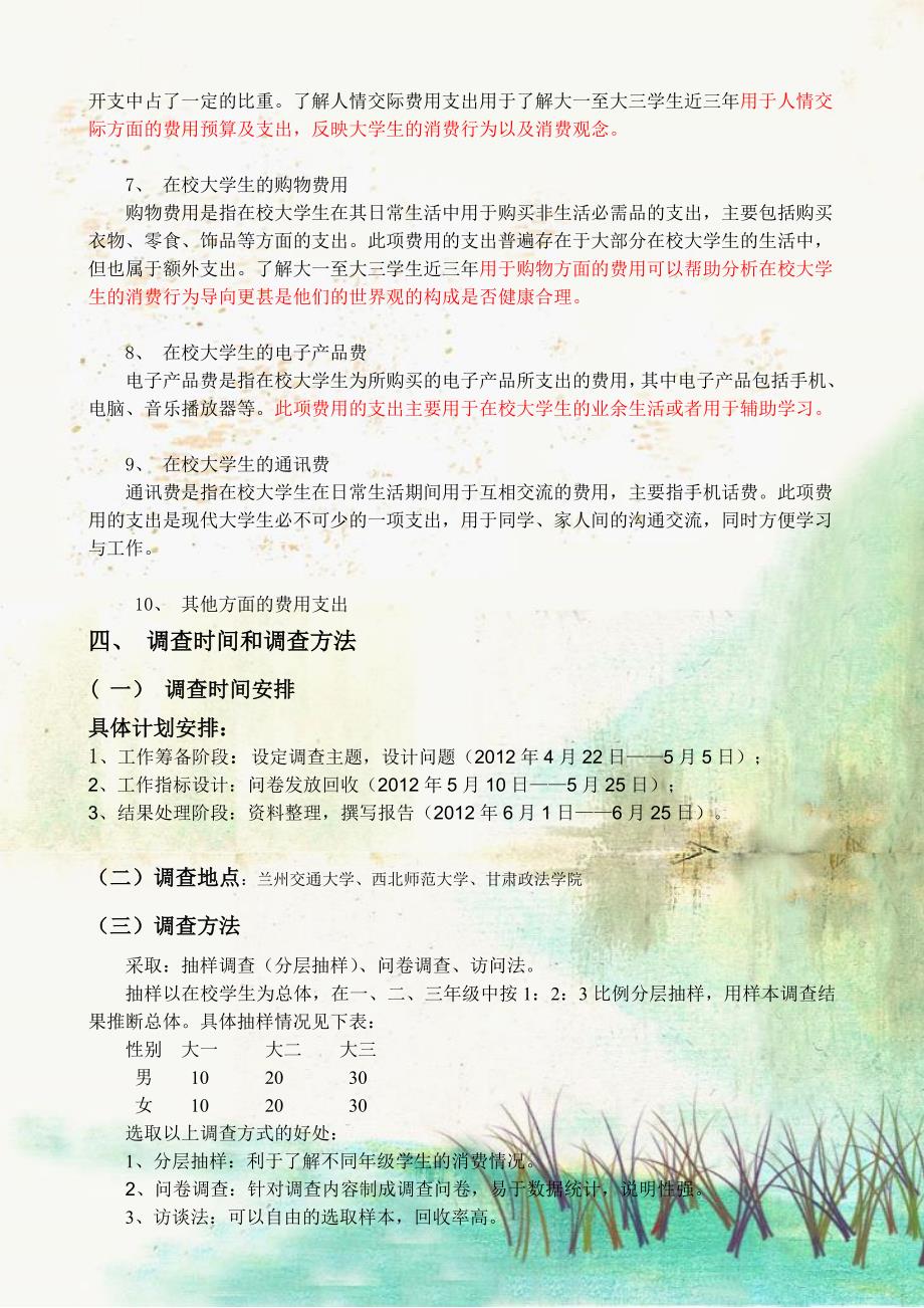 大学生消费状况调查方案_第3页