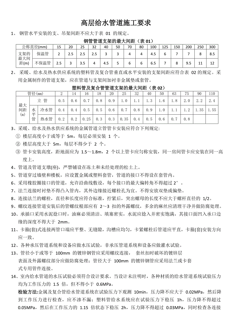 高层给水管道施工_第1页