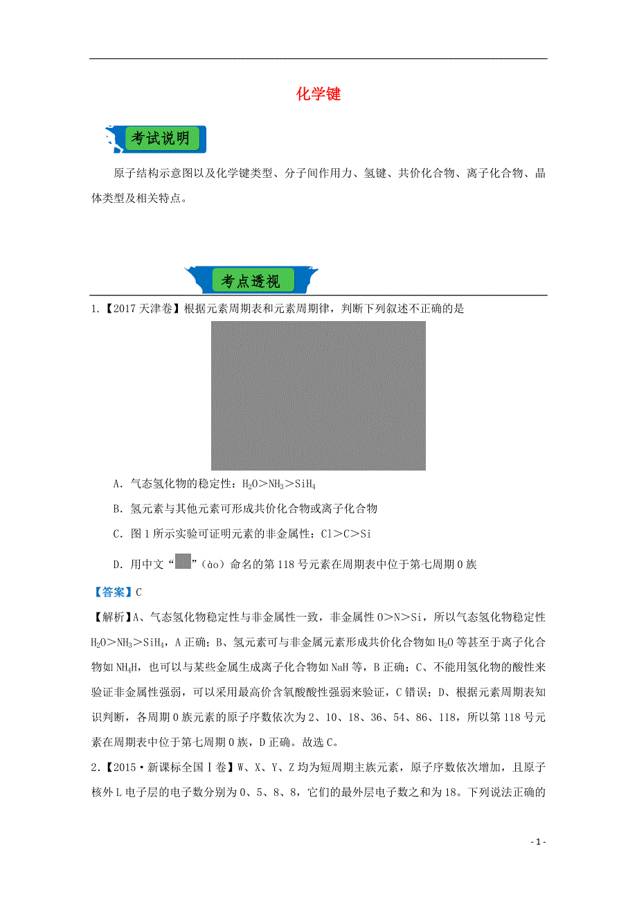 2018届高考化学二轮复习 专练十六 化学键 新人教版_第1页