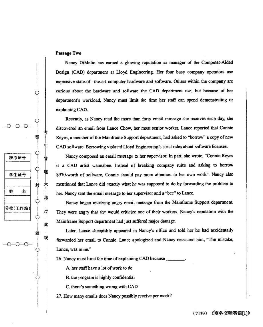 广东开放大学上半年期末考试 商务交际英语 试题_第5页