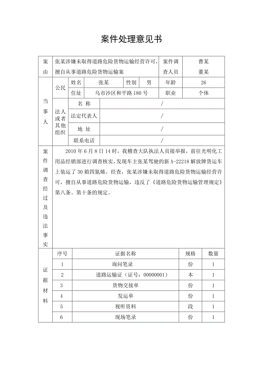 案件处理意见书_第1页