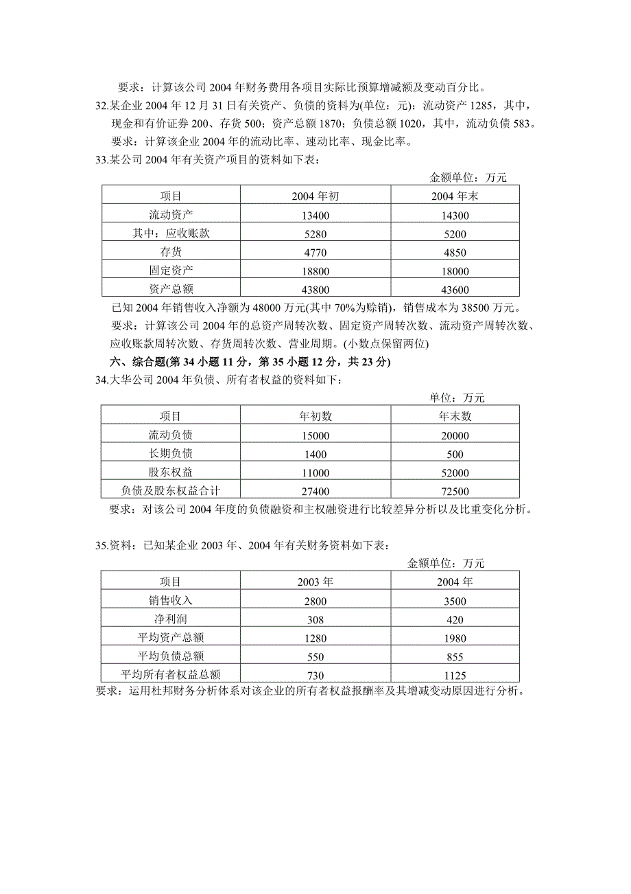 全国2005年1月高等教育自学考试 财务报表分析试题_第3页