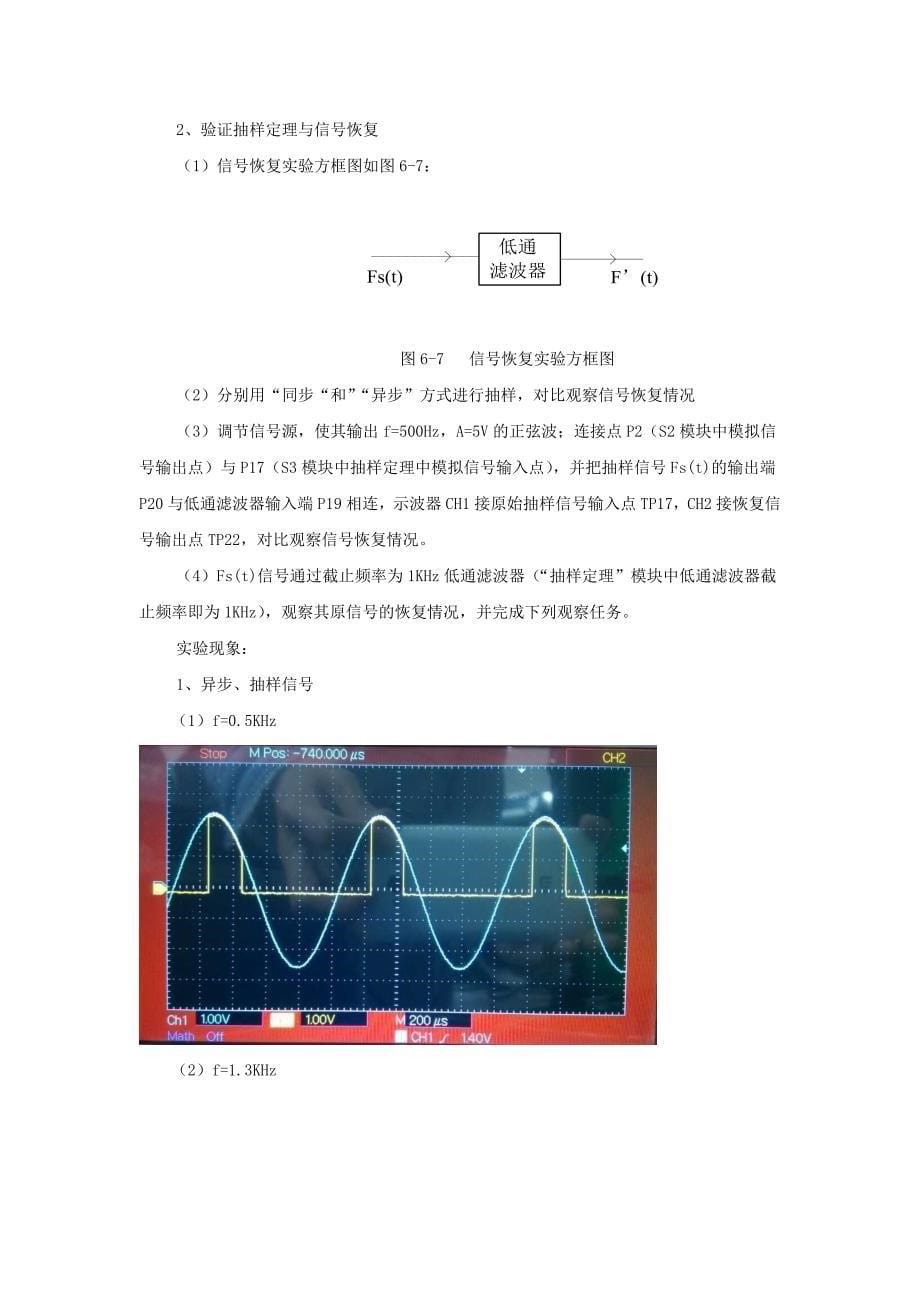 实验六  抽样定理与信号恢复(有数据)_第5页