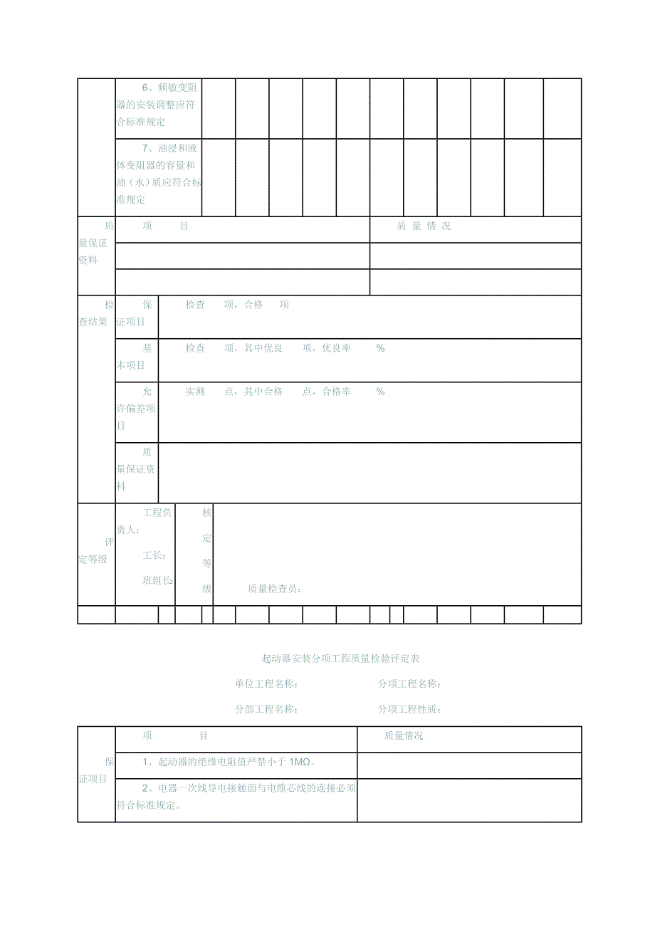 煤矿电气安装分项工程质量检验评定表_第2页