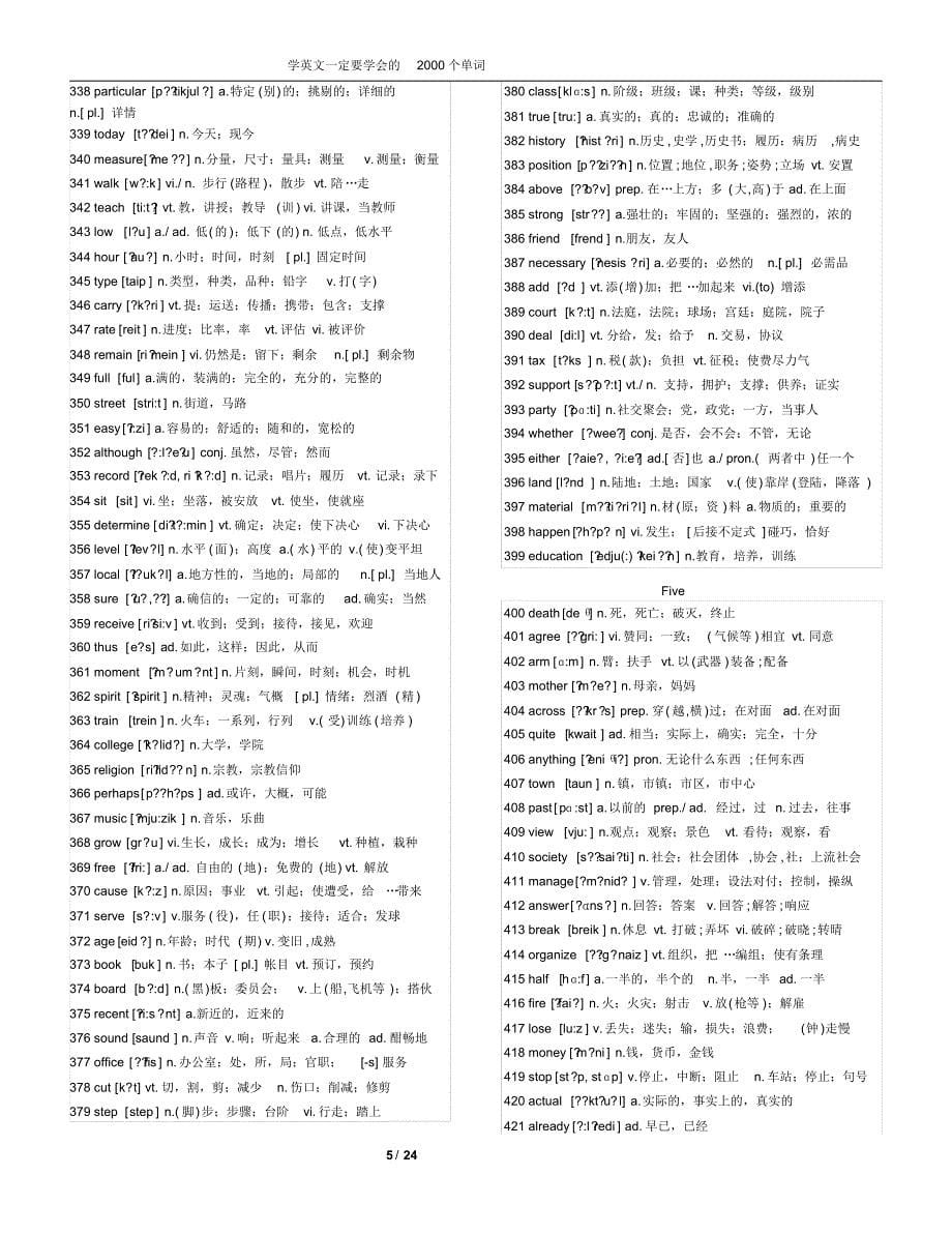 高频2000英语单词(打印版)_第5页