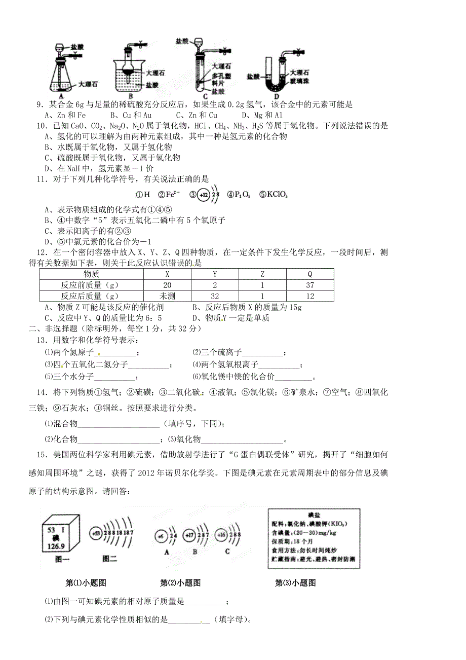 湖北省咸宁市嘉鱼县城北中学2014届九年级化学下学期第一次月考试题_第2页