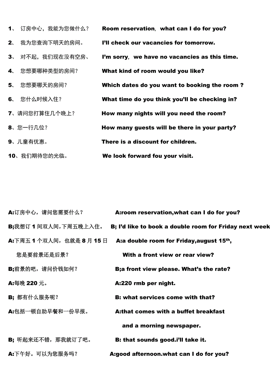 酒店预订必备英语_第1页