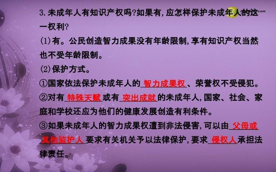 八年级政治下册 第三单元 第七课 第三框 无形的财产（2013年等最新实例+本节考点预习感悟解惑总结）课件 新人教版_第5页