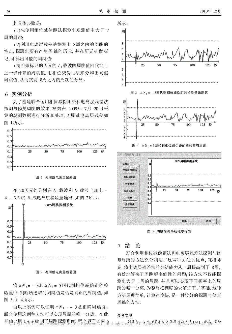 联合利用电离层残差法和相位减伪距法探测并修复周跳_第3页