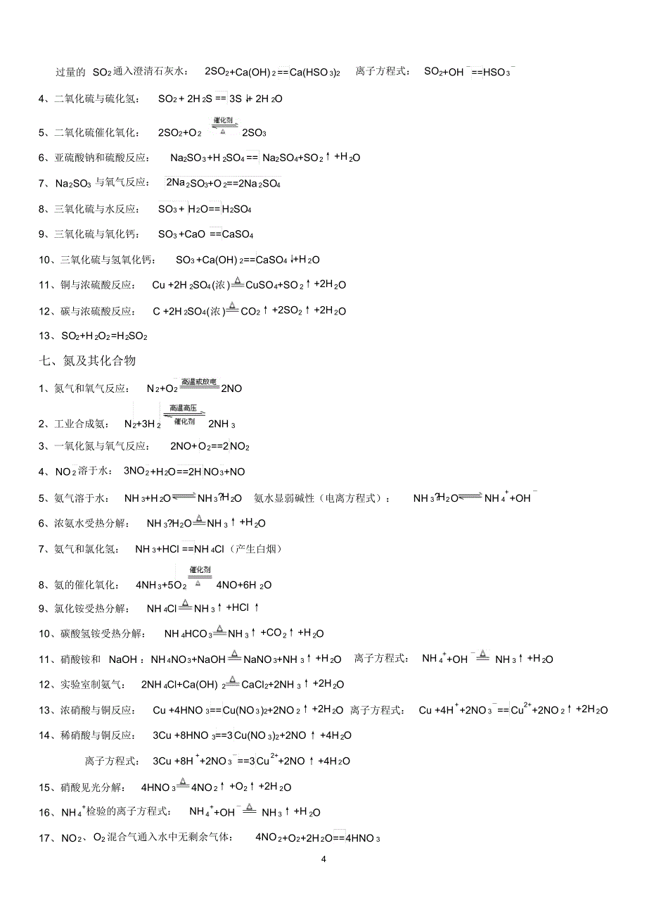 人教版高一化学方程式大全_第4页