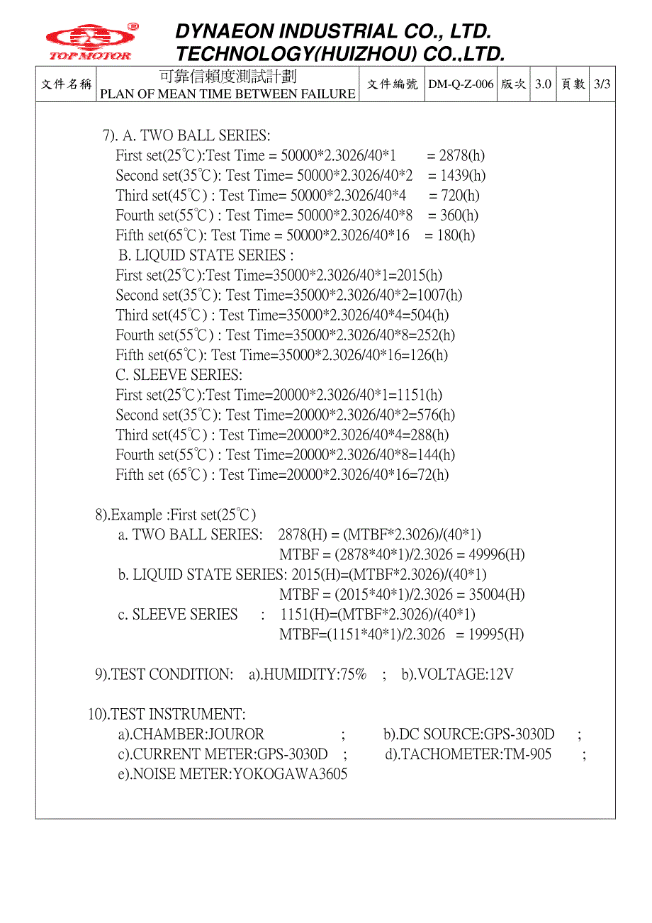 风扇可靠信赖度_m.t.b.f_测试检验计划_第3页