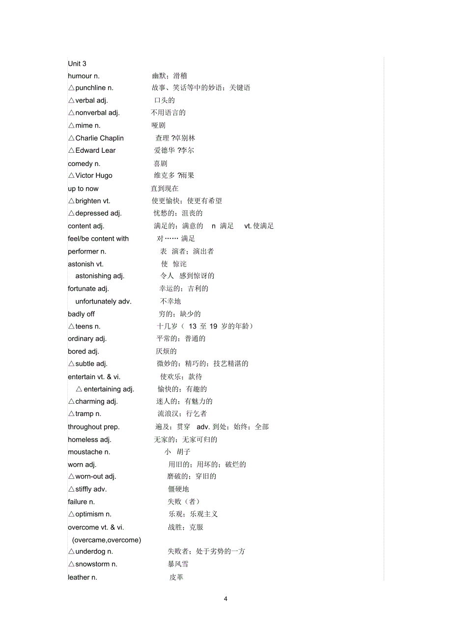 高中英语必修4单词表(全)英汉隔开_第4页