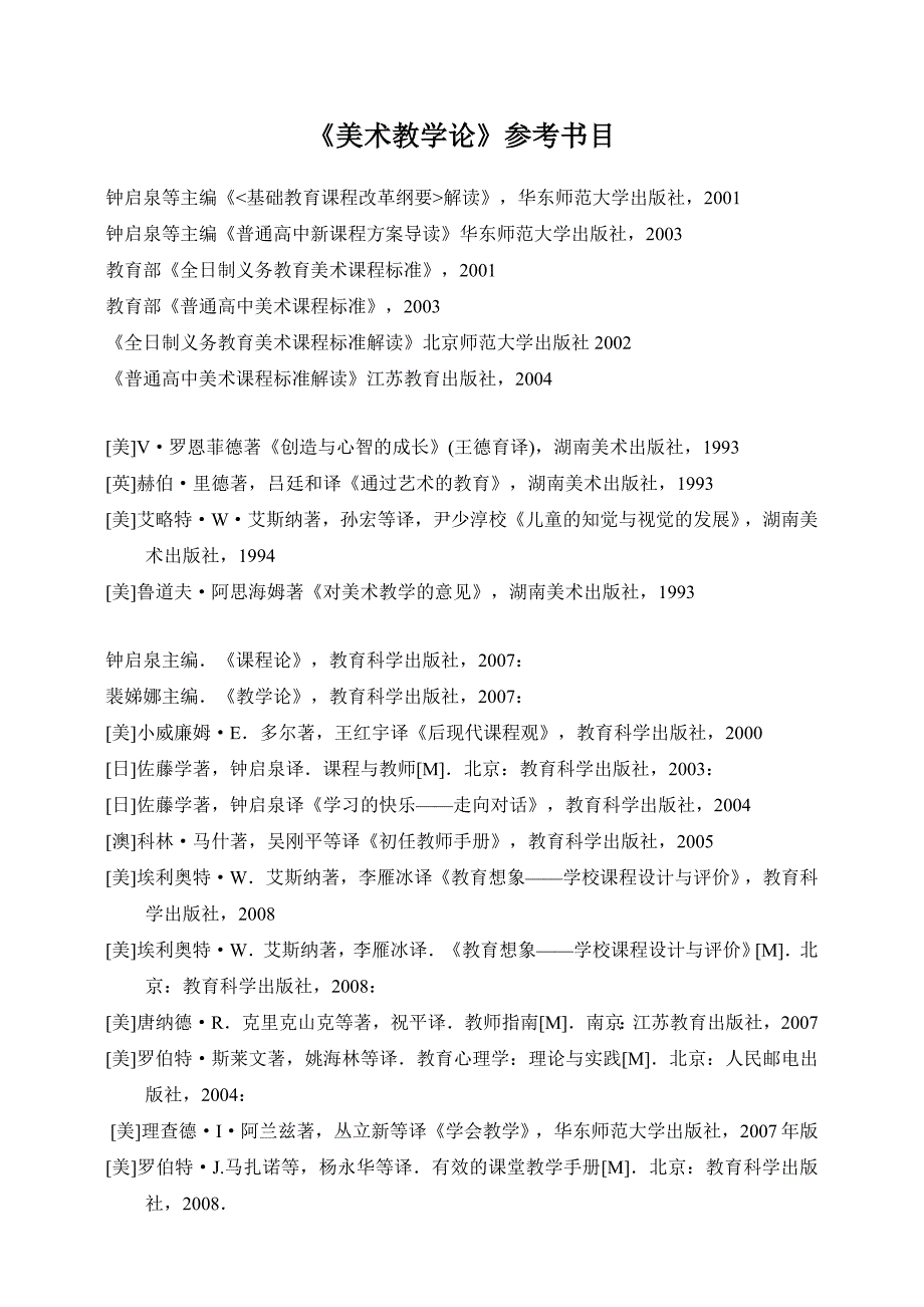 美术教学论参考书目_第1页
