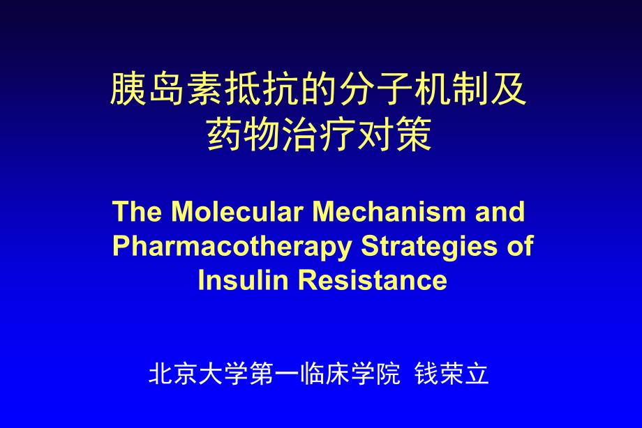胰岛素抵抗的分子机制及药物治疗对策_第1页