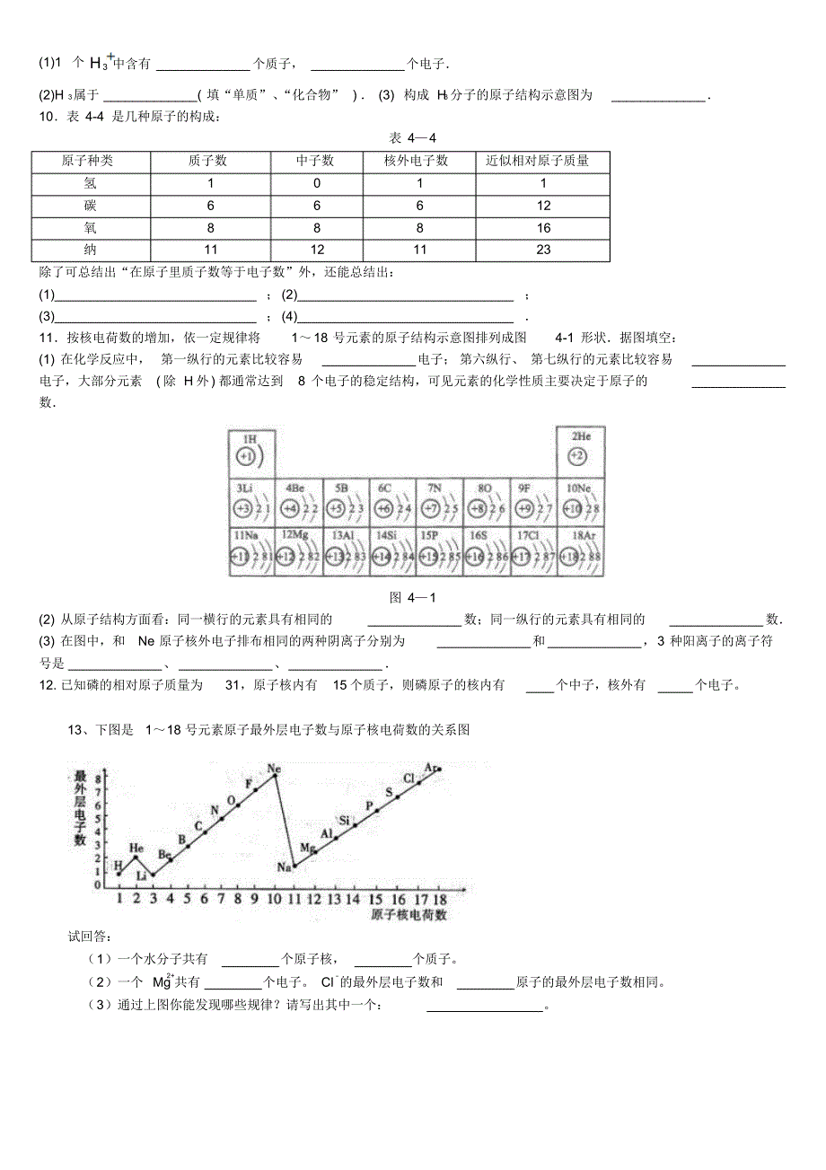人教版九年级化学3.2原子的结构练习题_第4页