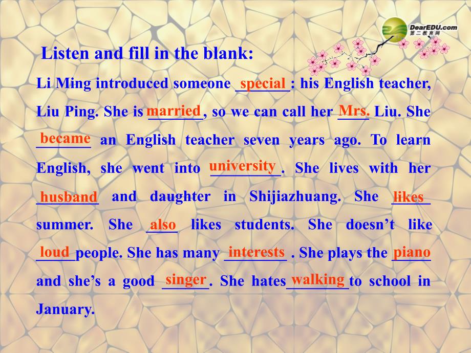 八年级英语上册 unit 1 me and my class lesson 6 meet ms liu课件 冀教版_第4页