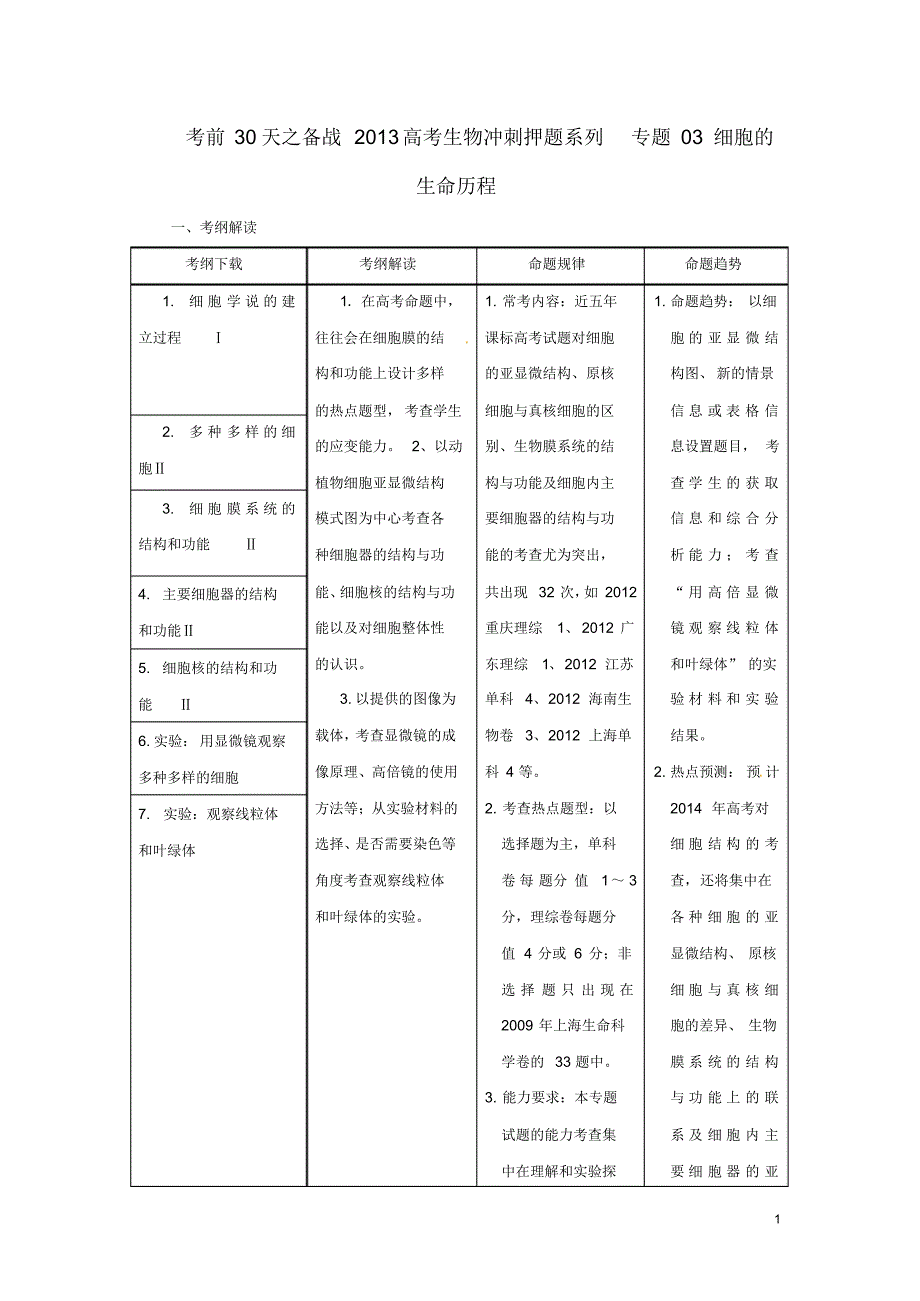 高考生物：专题02细胞的结构_第1页