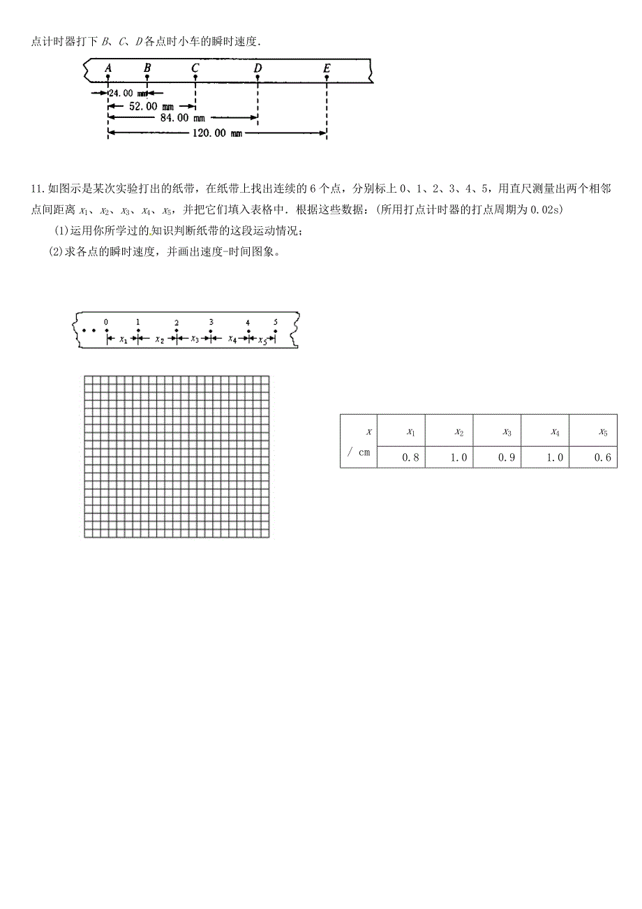 河南省栾川县第一高级中学高中物理 用打点计时器测速度导学案 新人教版必修1_第4页