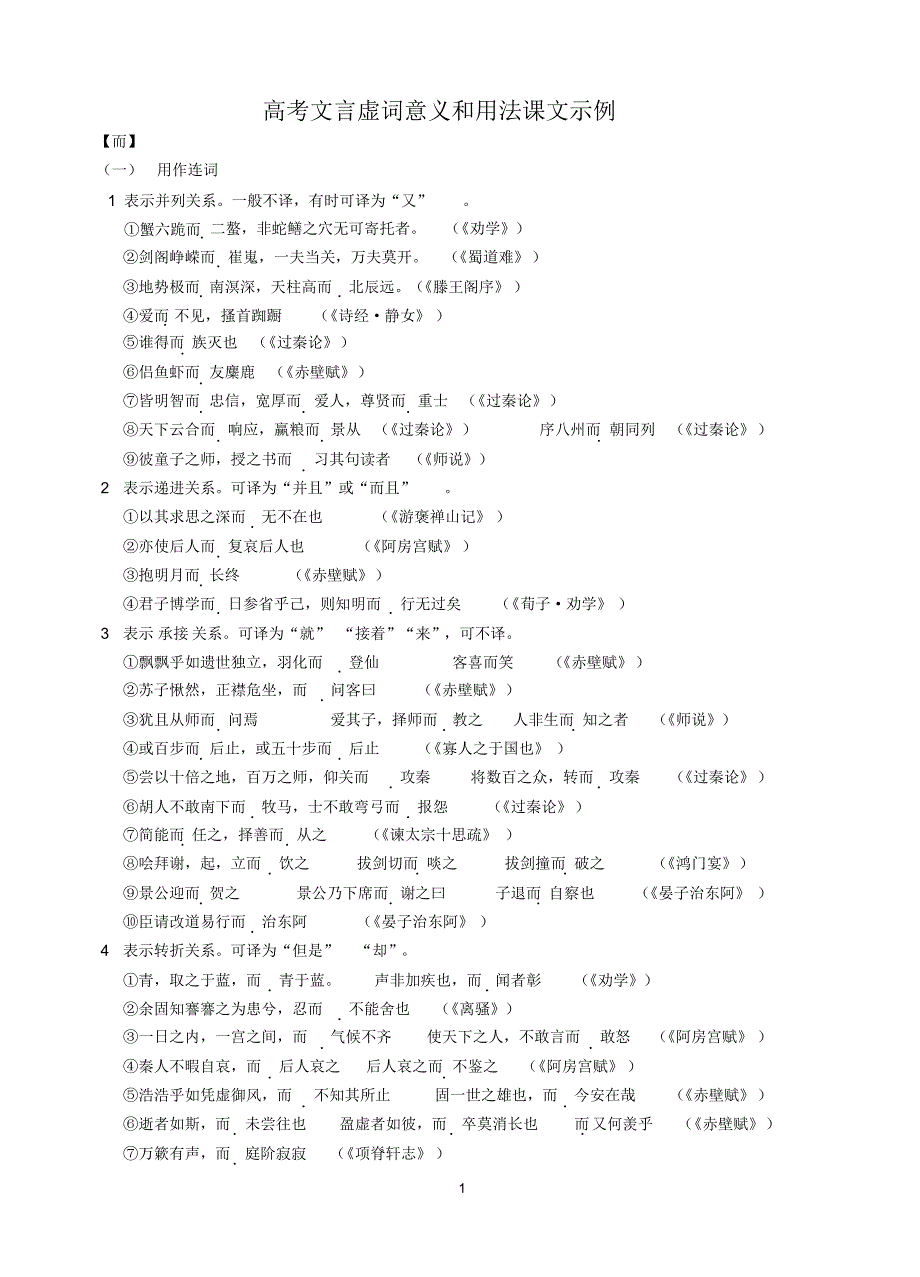 高考文言虚词意义和用法示例(油印)_第1页