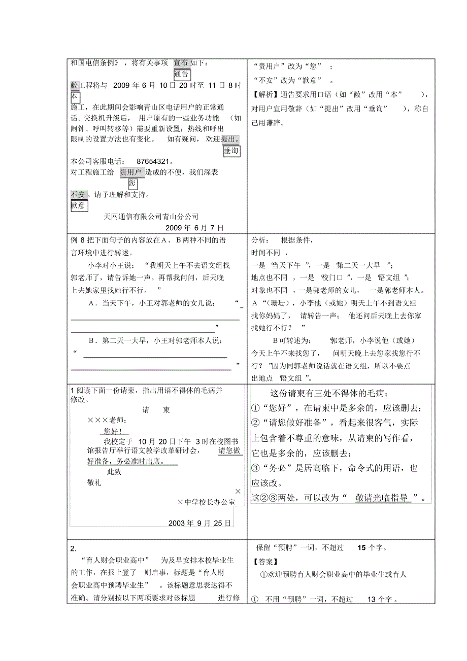 于己有关的人或事物的谦辞和与对方有关的人或事物的敬辞用法打印版_第3页