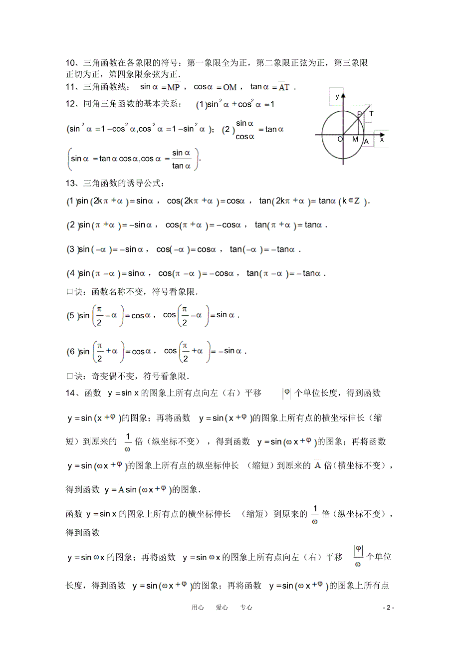 高中数学知识点网络新人教A版必修4_第2页