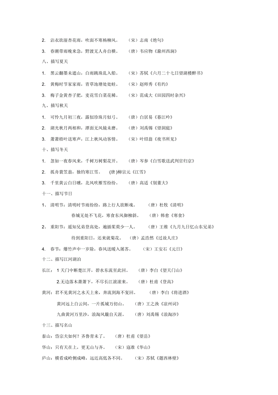 六年级古诗背诵归类复习_第2页