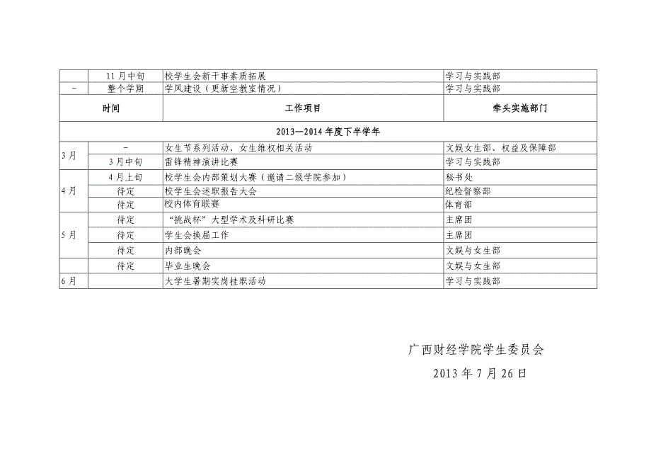 校学生会年度规划表_第2页