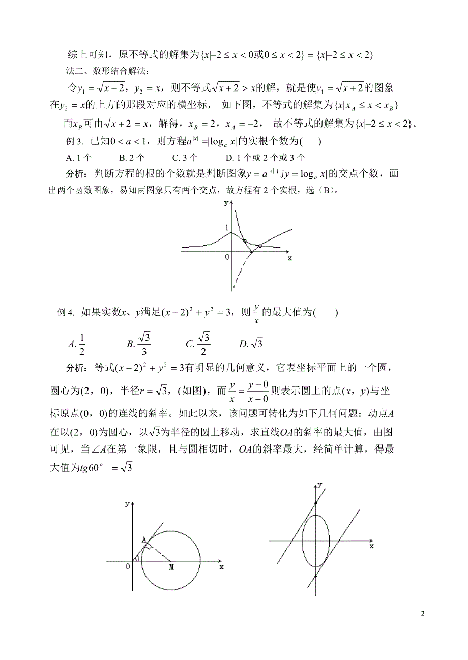 高中数学数形结合思想在解题中的应用_第2页