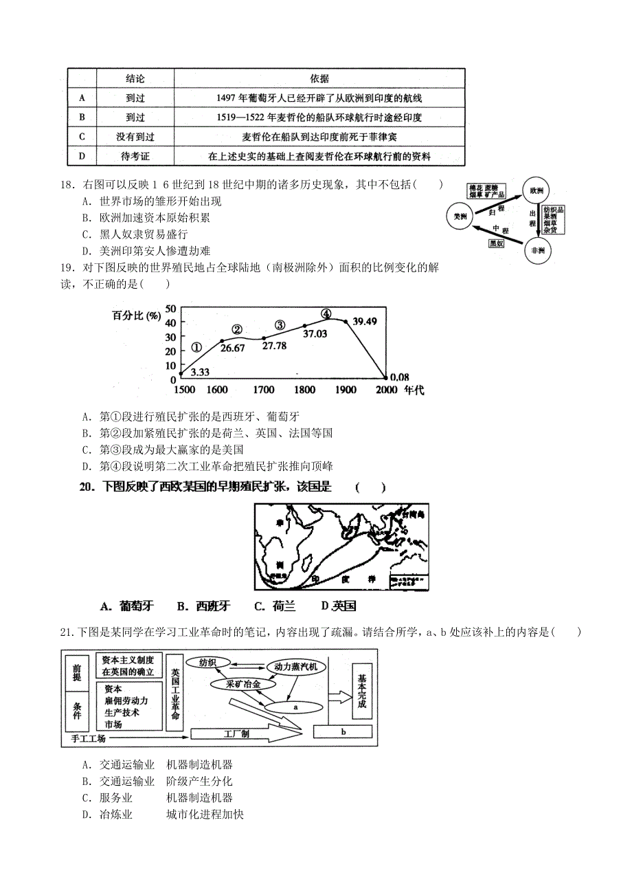 河南省驻马店市正阳高中2013-2014学年高一历史下学期第一次月考试题（无答案）新人教版_第3页