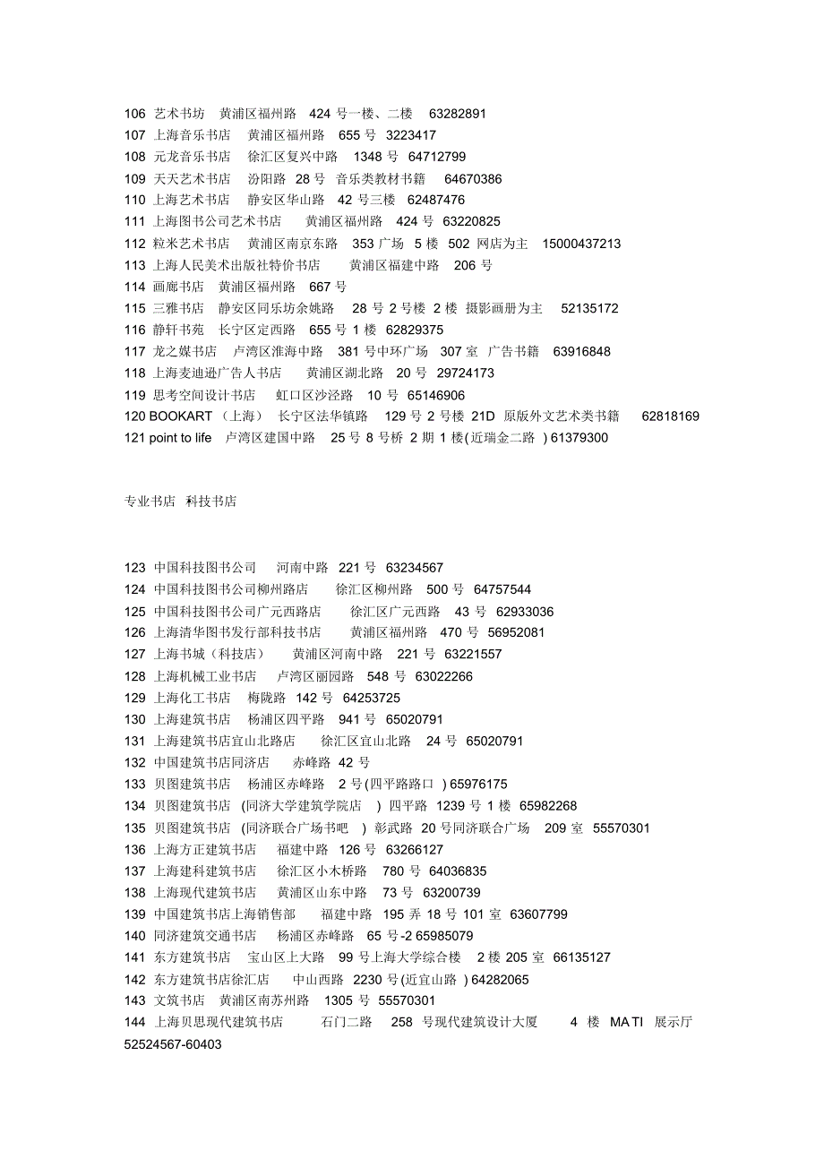 上海书店分布大全_第4页