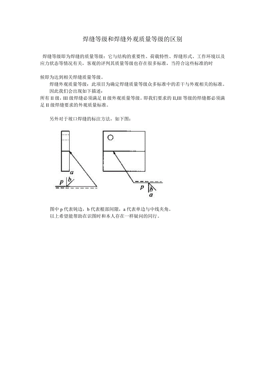 焊缝等级和焊缝外观质量等级的区别_第1页