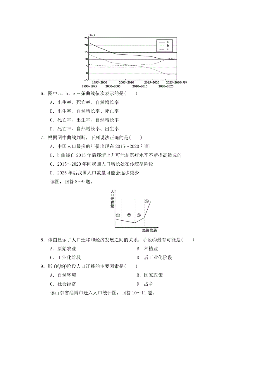 高中地理 1.2 人口的空间变化同步测试 新人教版必修2_第2页