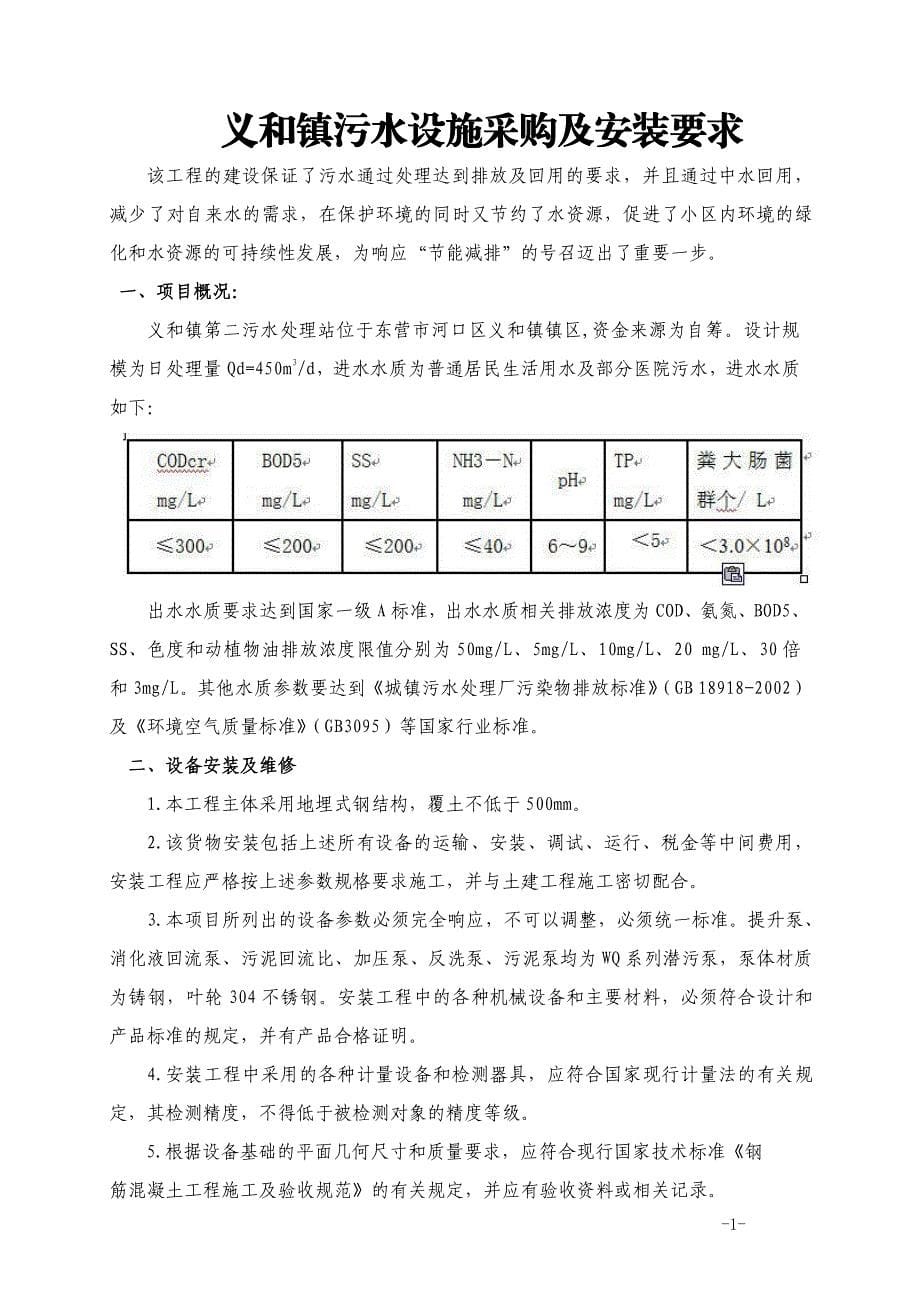 义和镇污水设施采购及安装主要产品设备明细表_第5页