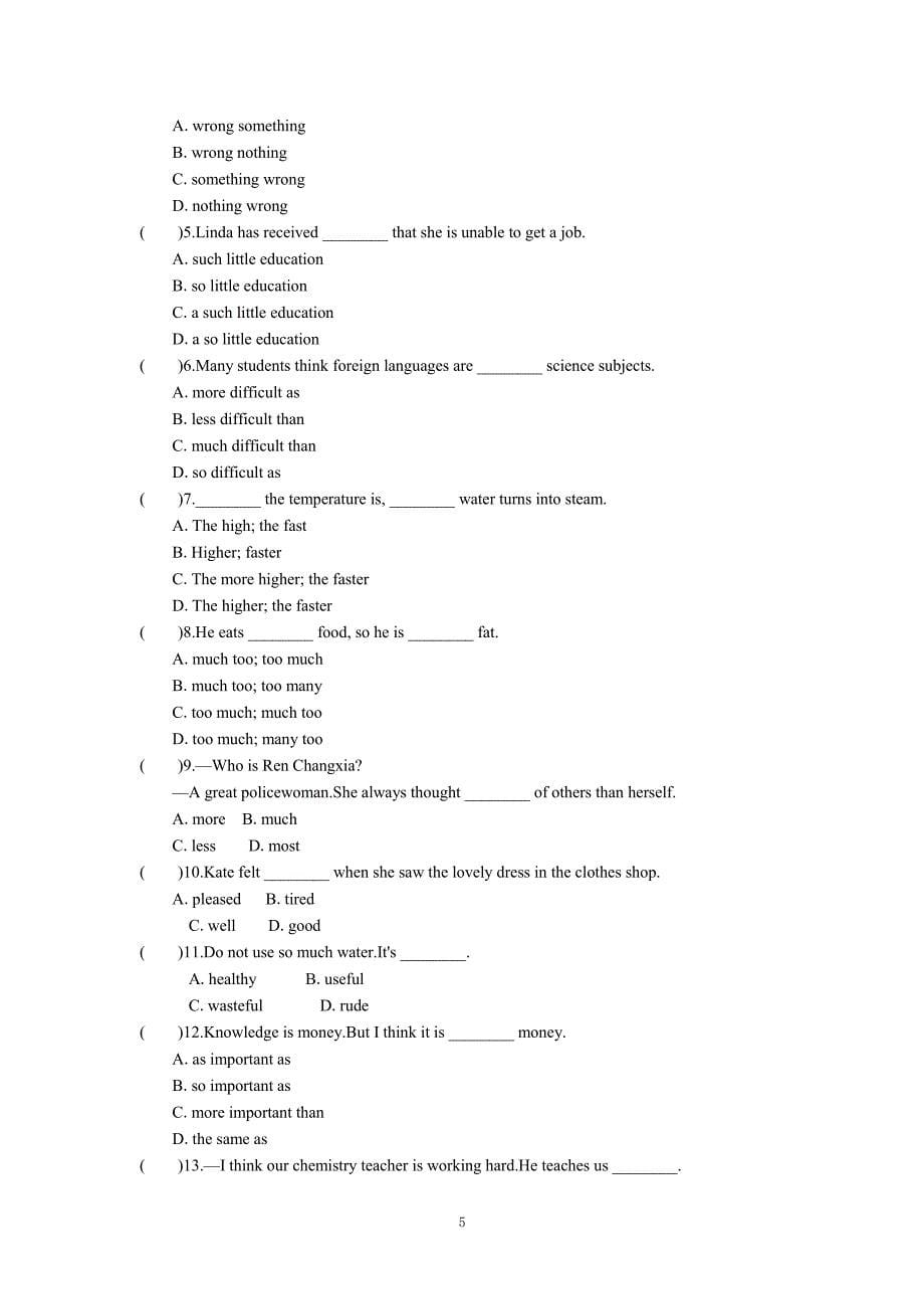 中考英语专项练习 形容词、副词（pdf）_第5页