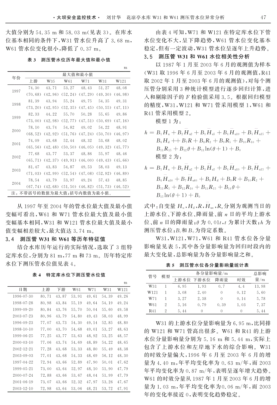 花凉亭水库w31和w61测压管水位异常分析_第3页