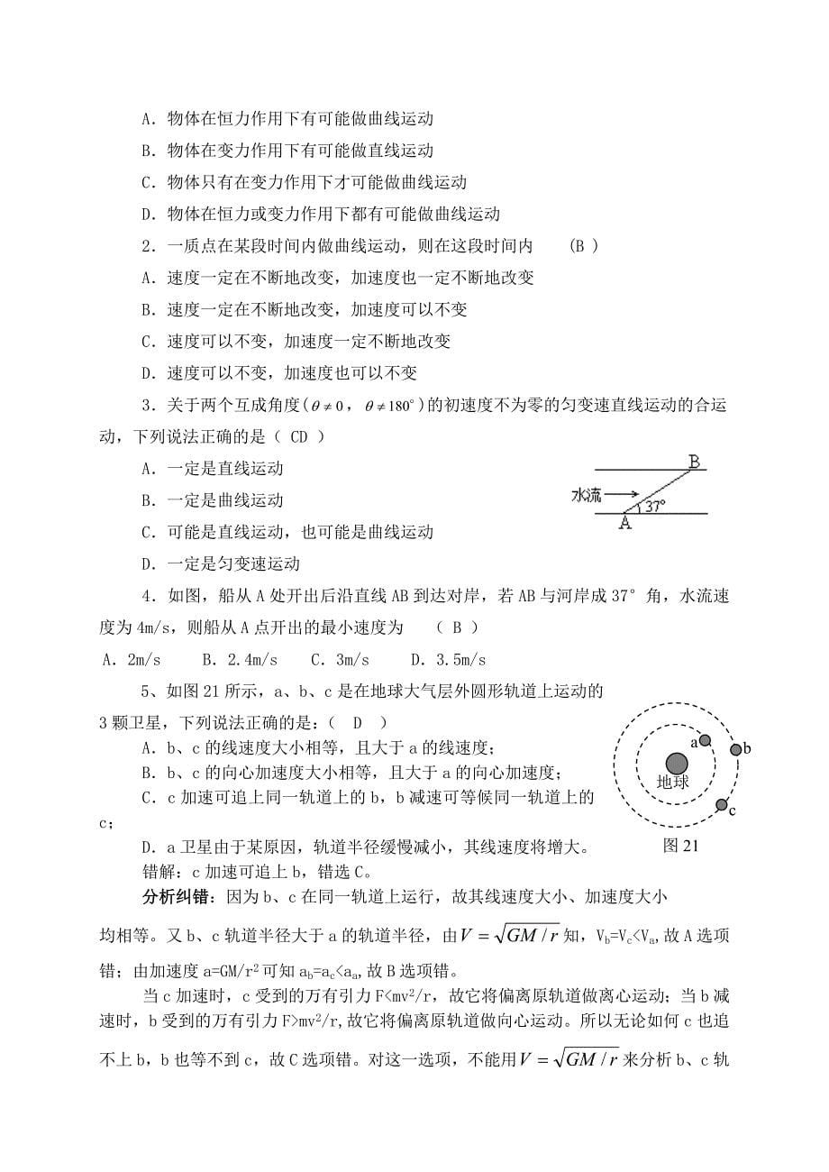 高考物理曲线运动万有引力专题复习_第5页