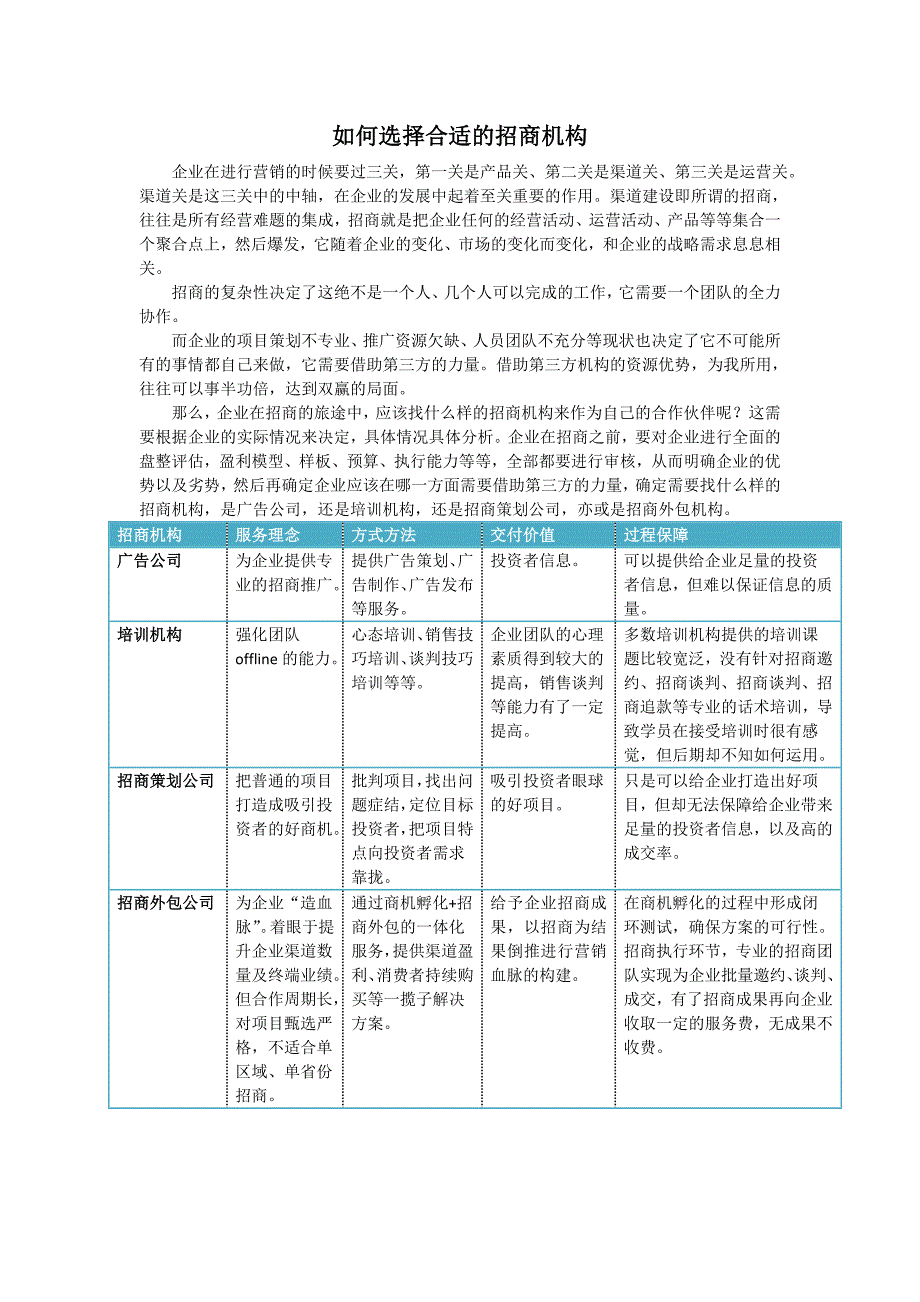 如何选择合适的招商机构_第1页