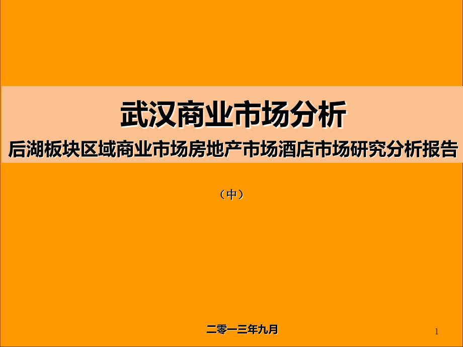 武汉商业市场分析暨后湖板块区域商业市场房地产市场酒店市场研究分析报告中_第1页