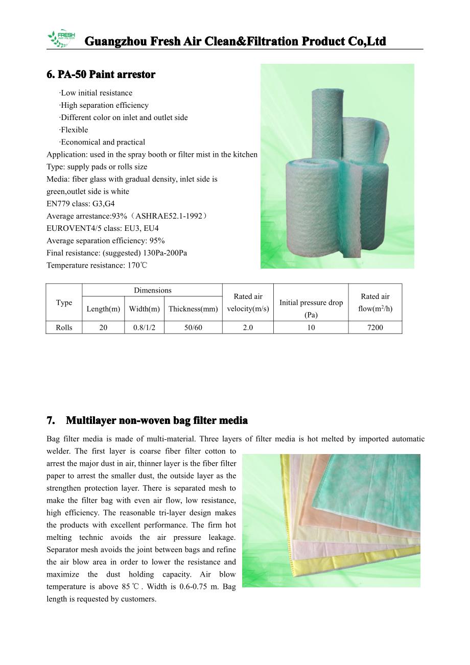 过滤棉,袋式滤料目录(英文版)_第4页