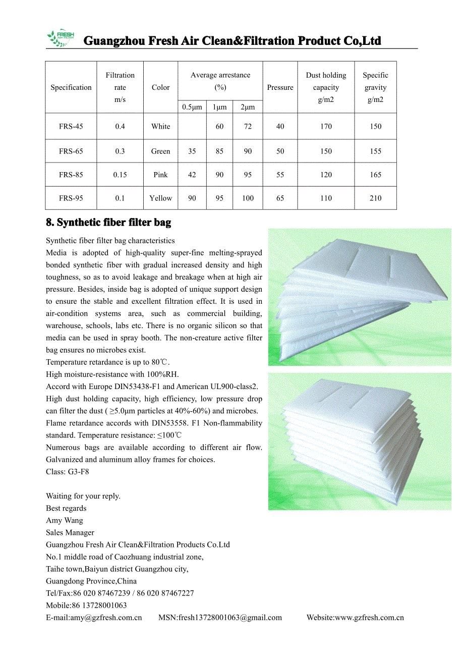 过滤棉,袋式滤料目录(英文版)_第5页