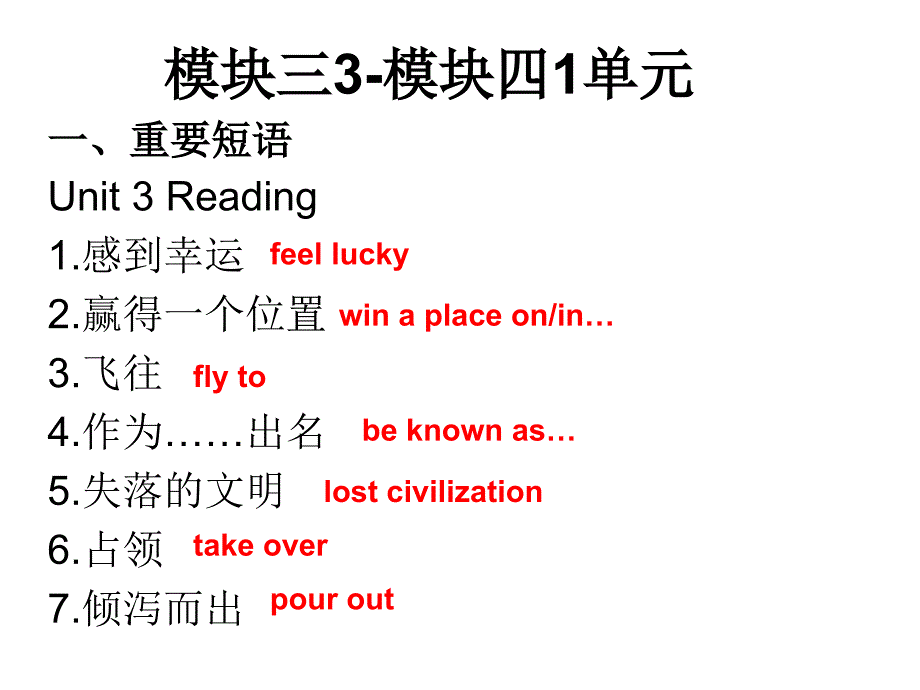 高中英语牛津版模三3-模四1单元复习_第1页