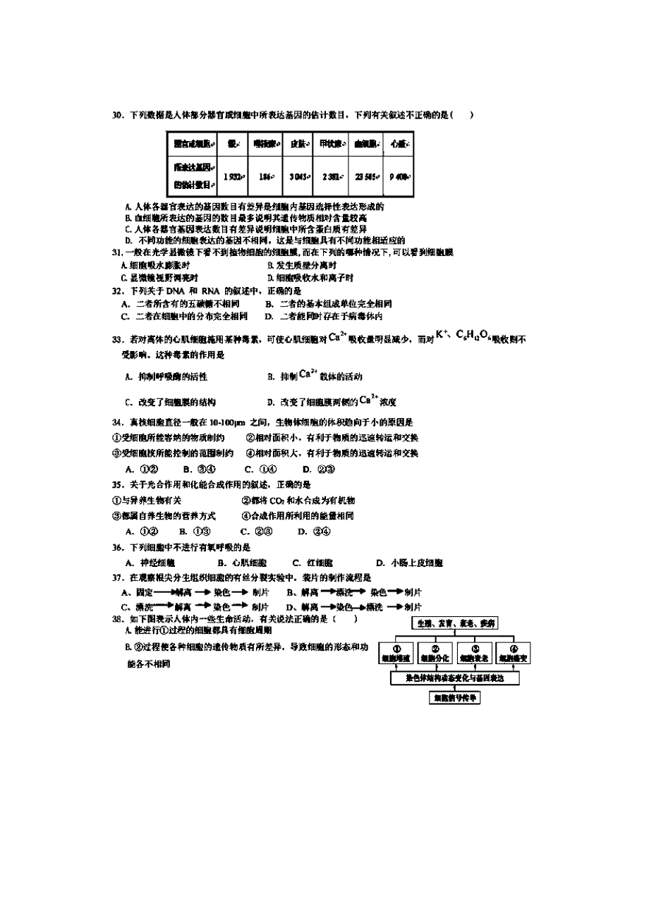 江西省三县部分高中2013-2014学年高一生物2月学情联考试题（扫描版）新人教版_第4页