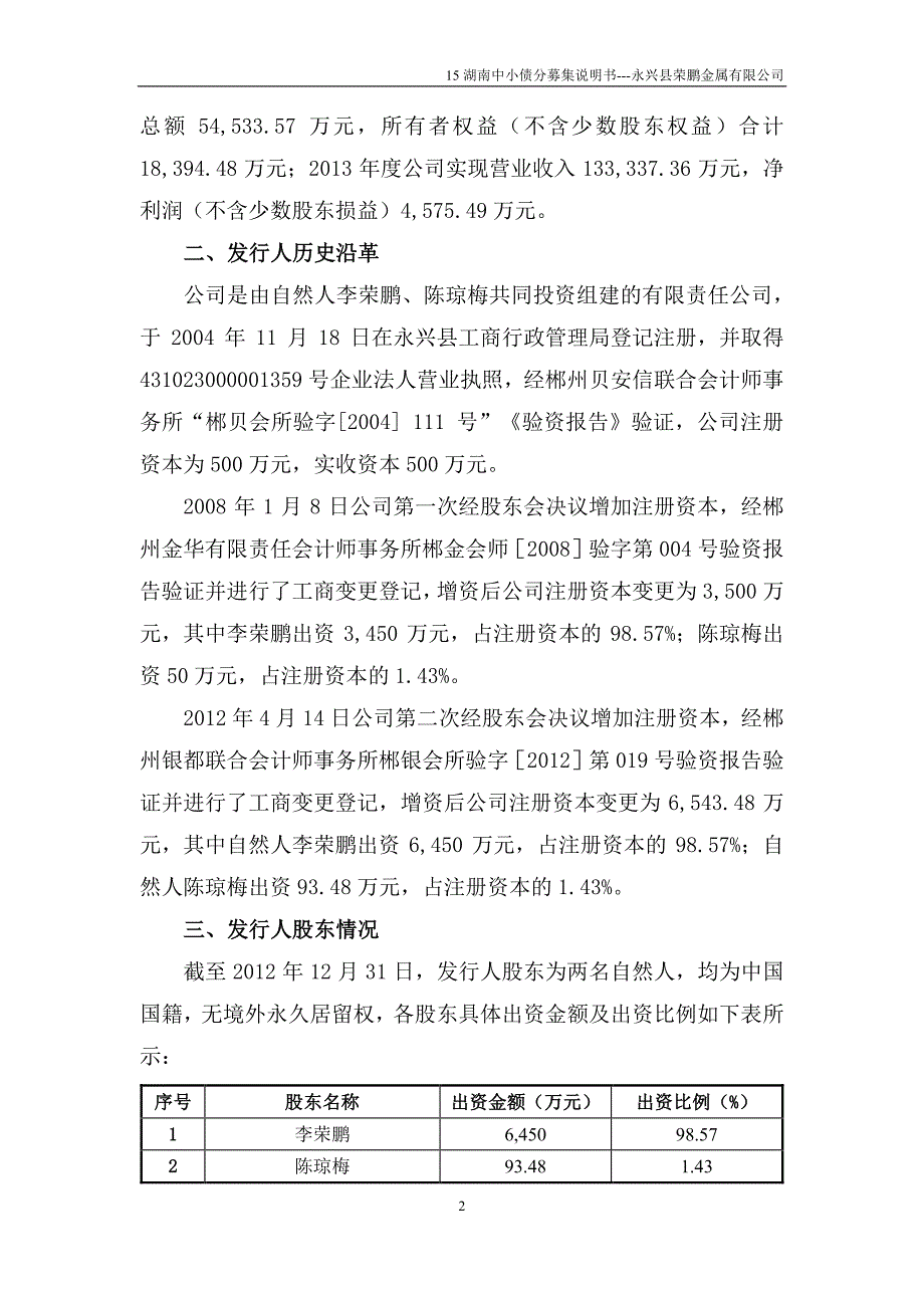 2015年湖南省中小企业集合债券分募集说明书之永兴县荣鹏金属有限公司_第3页