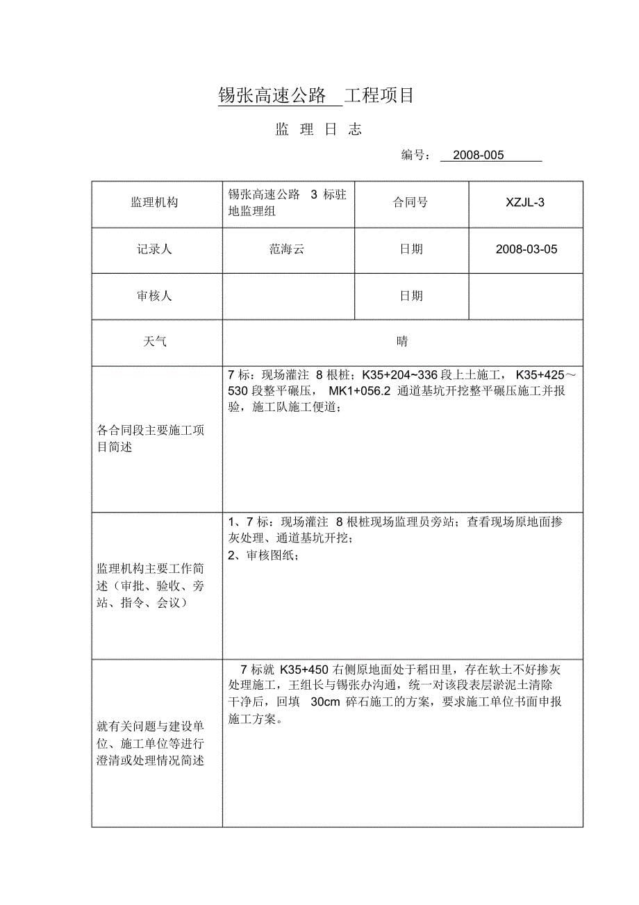 08年3月份监理日志_第5页