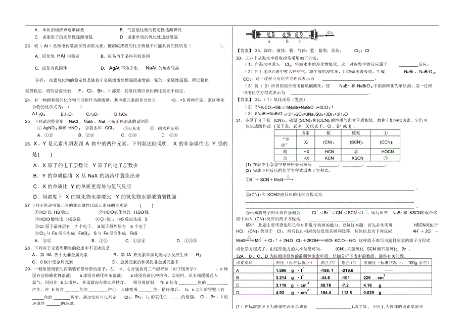 元素周期表试题(带答案)_第2页