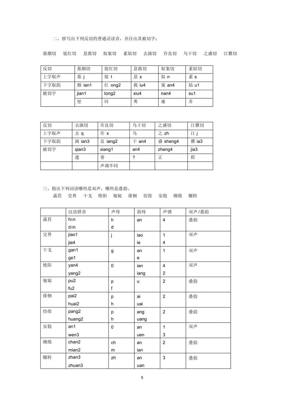 唐作藩《音韵学教程》练习答案_第5页